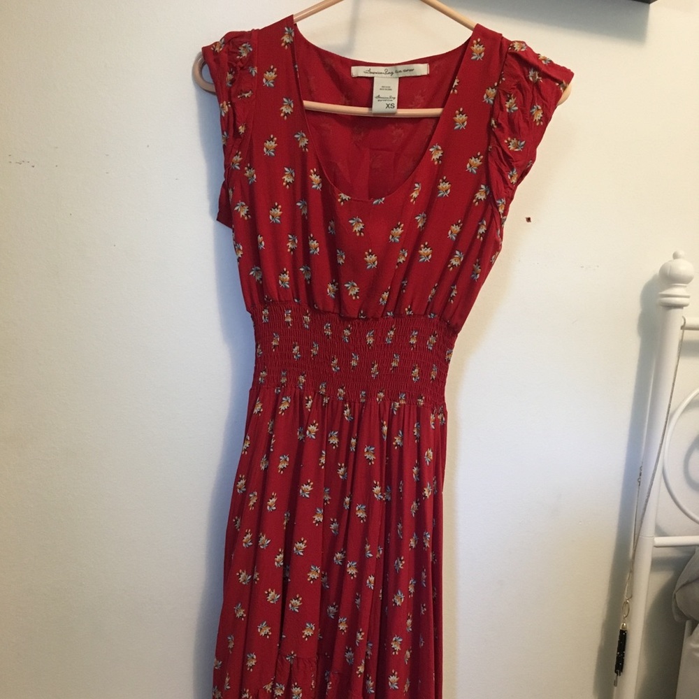 Red dress-casual.